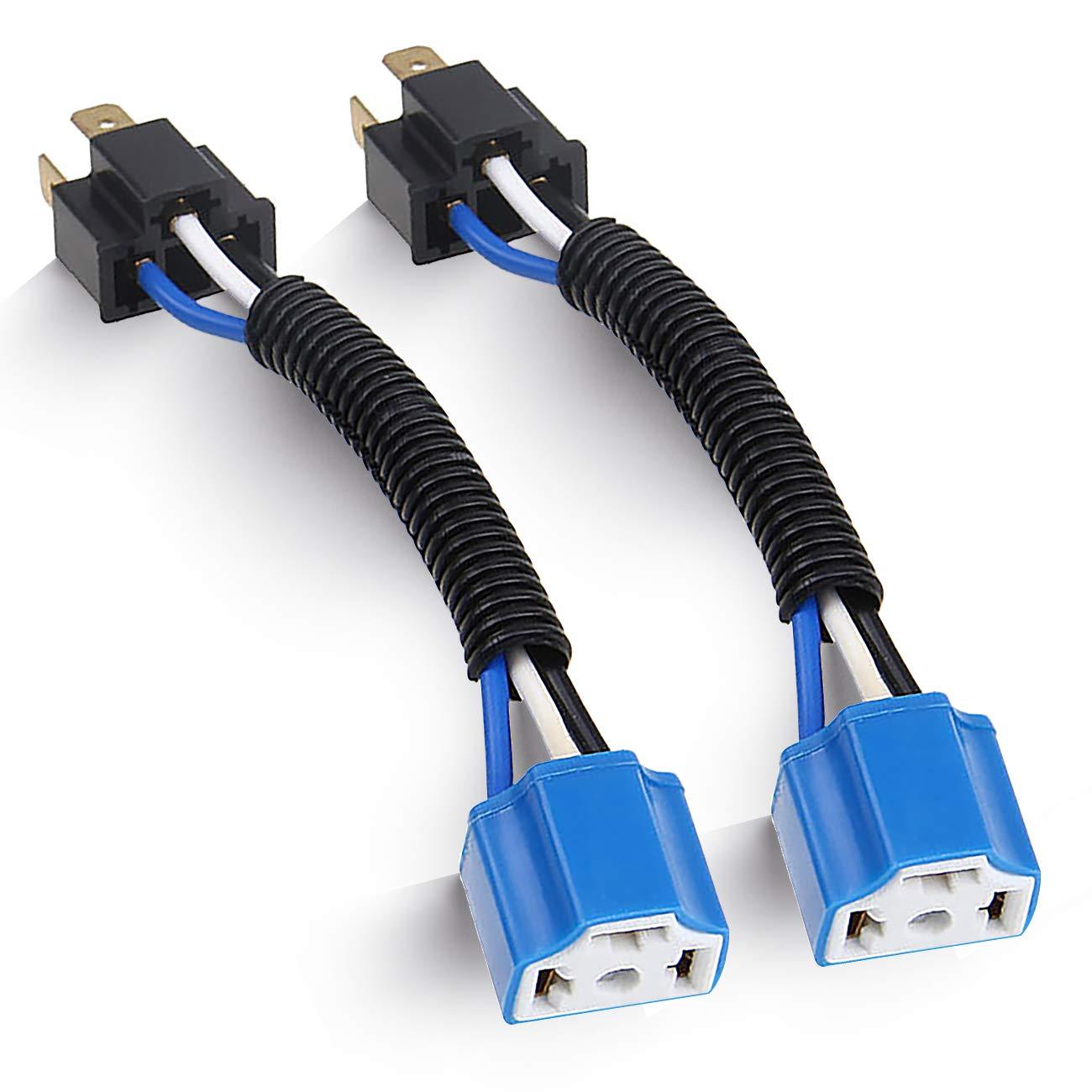 H4 LED Headlight Socket Female Adapter Wiring Harness Connector Kit - 2PCS Set for Headlight & Fog Light Upgrade - Perfect for Car, Truck, SUV, and Off-Road Vehicle Lighting Enhancement