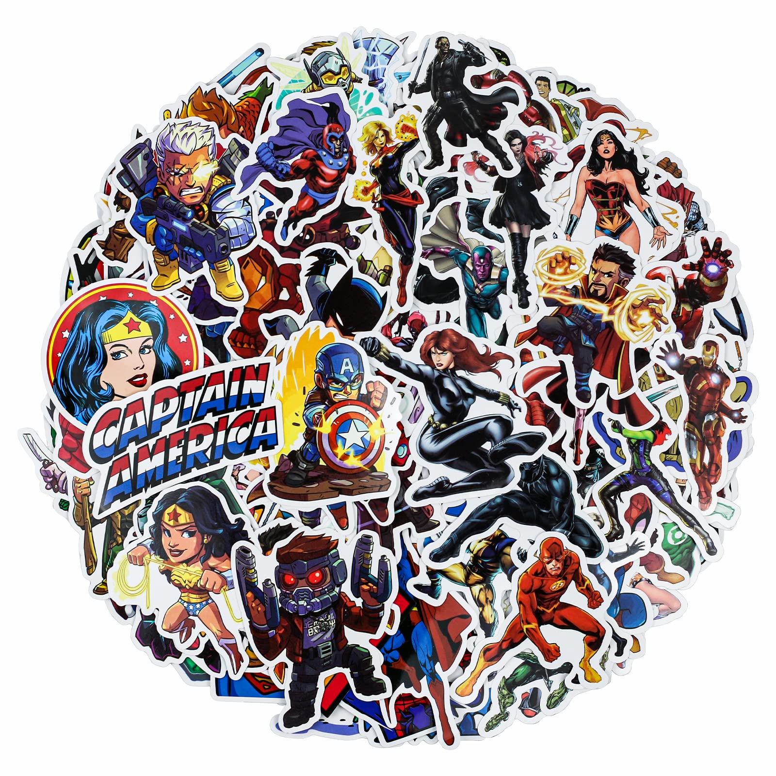 200Pcs Waterproof Superhero Stickers - Comic Legends Theme Decals for Laptop, Water Bottle, Guitar, Skateboard, Luggage, Bike - Perfect for Boys, Kids, Teens & Adults (H01) - Great for School, Office, Party Favors & DIY Crafts
