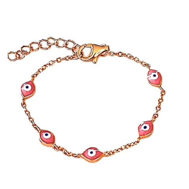 Pink Evil Eye Bracelet for Kids - Protection Charm Jewelry for Girls, Trendy Adjustable Wristband for School, Travel & Gifts