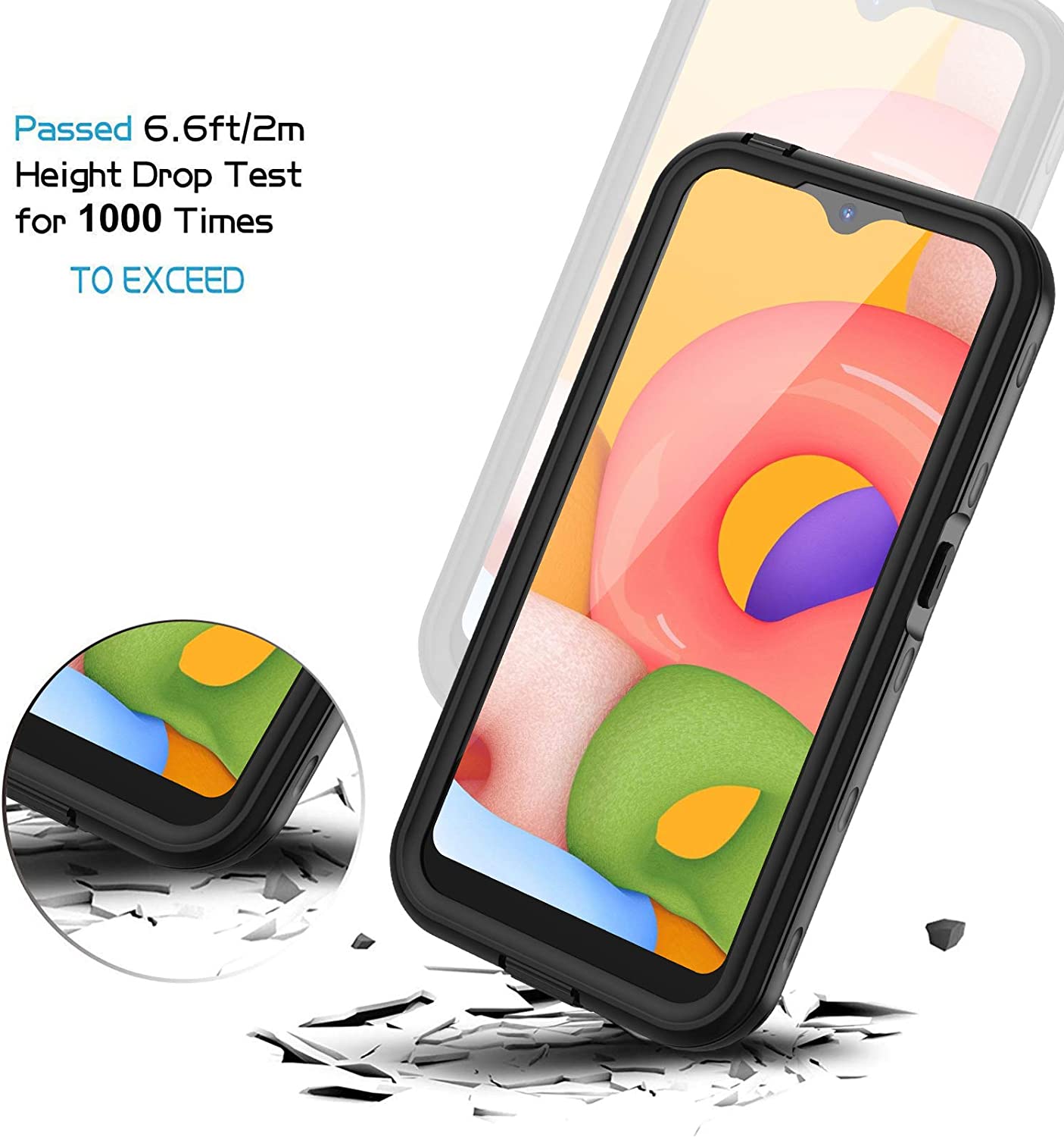 Samsung Galaxy A01 Waterproof Case - IP68 Certified Dustproof & Shockproof Phone Cover for Swimming, Hiking & Outdoor Activities