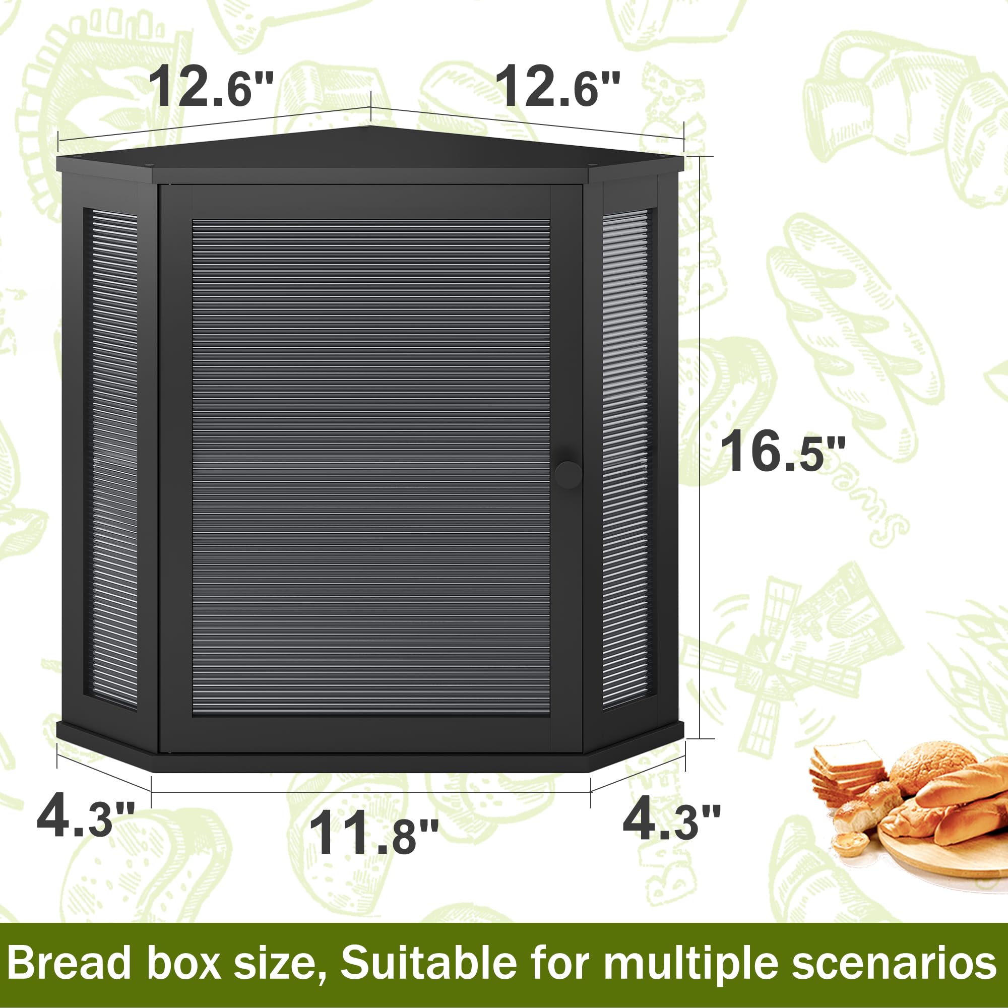 BMOSU Extra Large Bamboo Bread Box for Kitchen Countertop - 2 Tier Wooden Bread Storage Bin with Large Capacity (Black) - Perfect for Storing Bread, Pastries, and Baked Goods to Keep Fresh on Countertops or Pantry