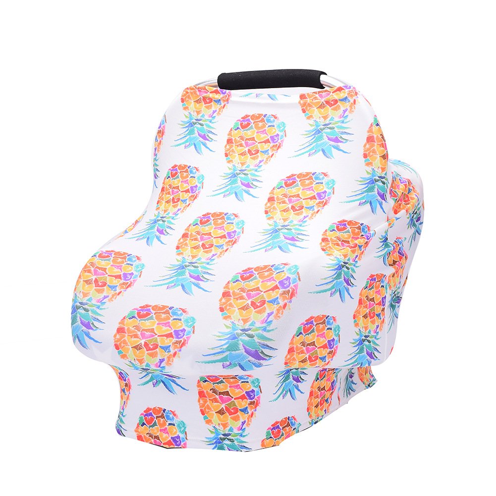 Baby Nursing Cover & Breastfeeding Scarf - Soft Baby Car Seat Canopy & Stroller Cover for Girls and Boys | Perfect Baby Shower Gift (Pineapple Print) | Ideal for Nursing, Shopping & Outdoor Activities