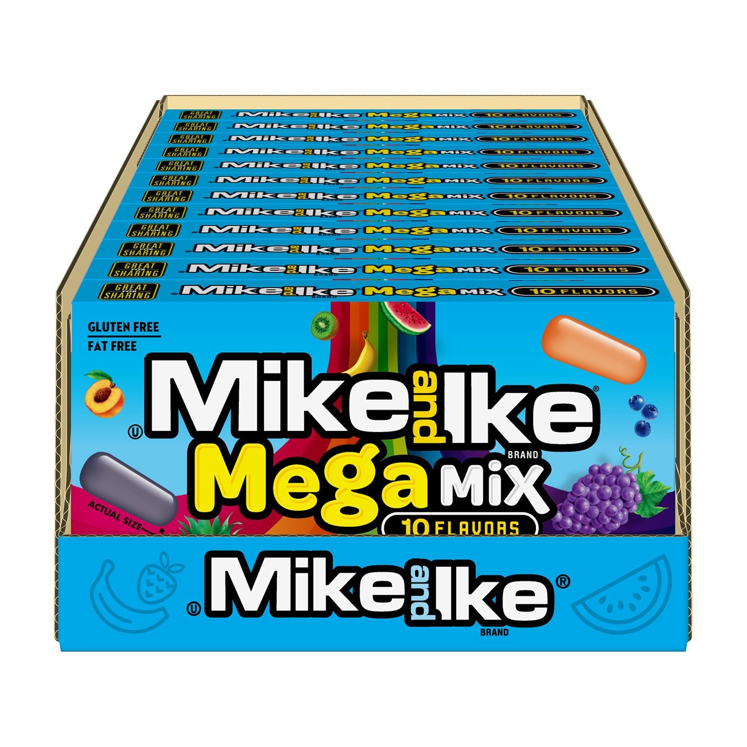 Just Born Mike & Ike Mega Mix Candy - 4.25oz Bags (12 Count Case) | Bulk Candy for Parties, Movie Nights & Office Snacks