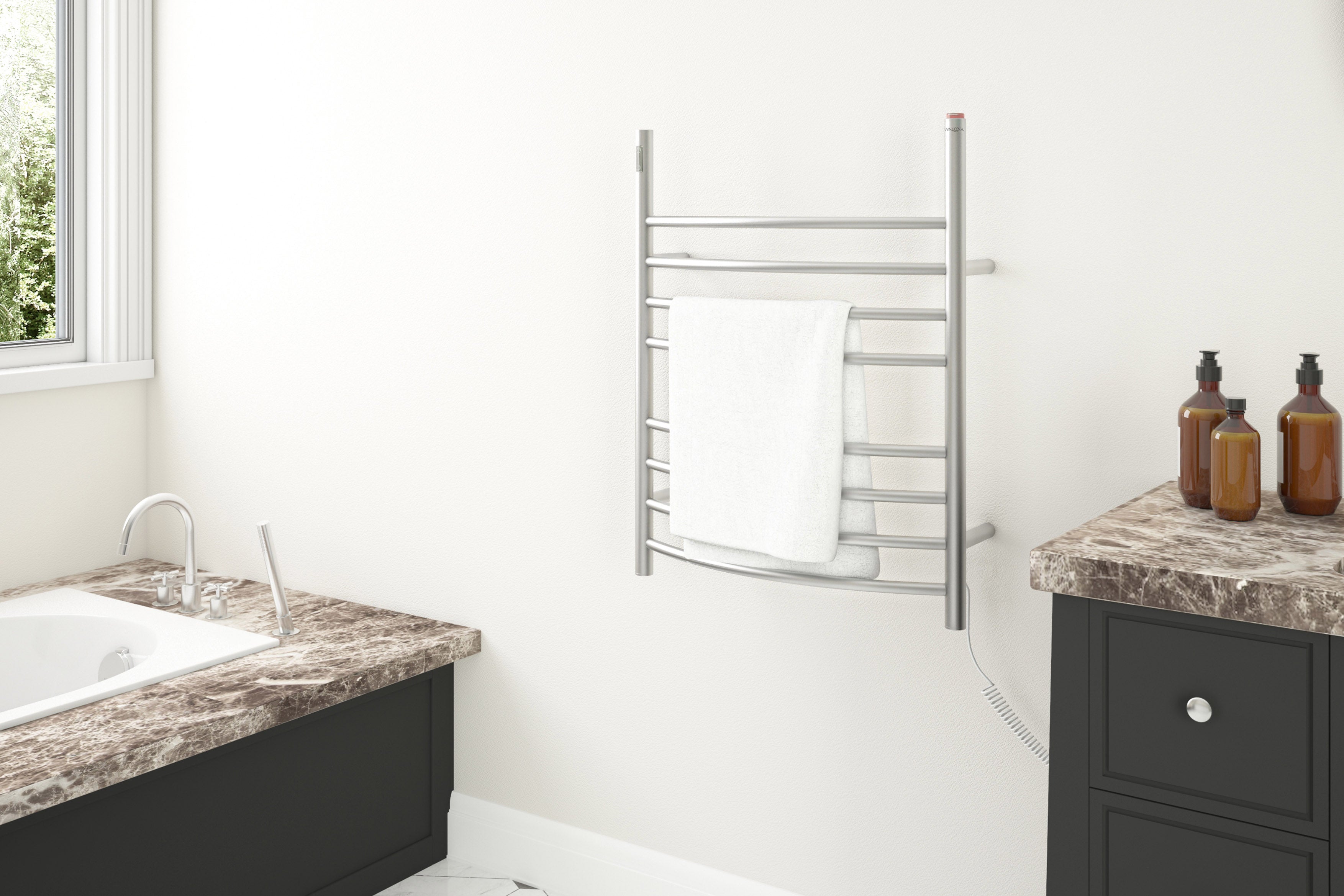 Premium 3-in-1 Imperia OBT 8 Bar Towel Warmer with Built-in Timer | Brushed Stainless Steel Design | Perfect for Spas, Salons & Luxury Bathrooms