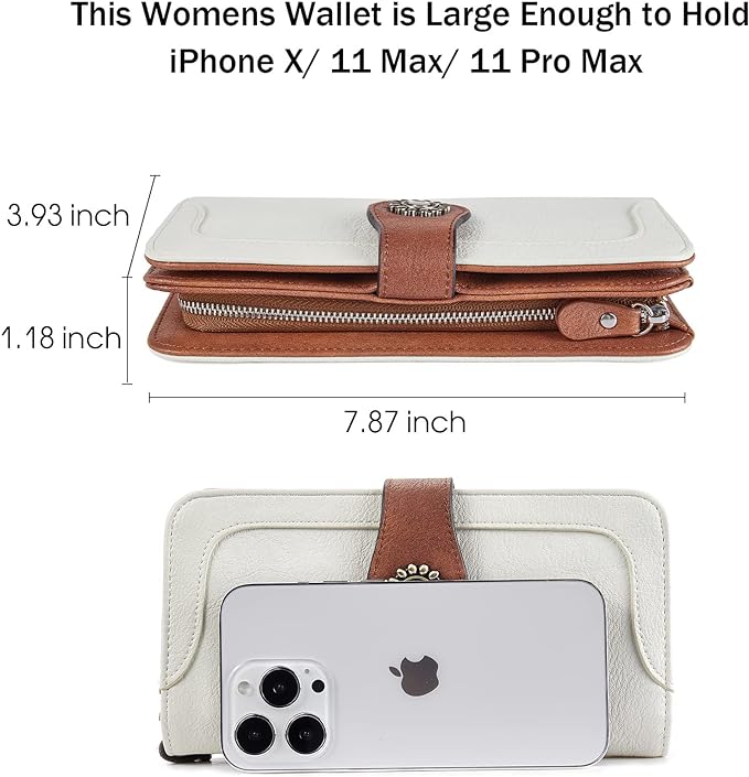 Lomy Women's Large Leather Wristlet Clutch with Sunflower Clasp - Stylish Handbag for Evening Parties, Weddings & Date Nights