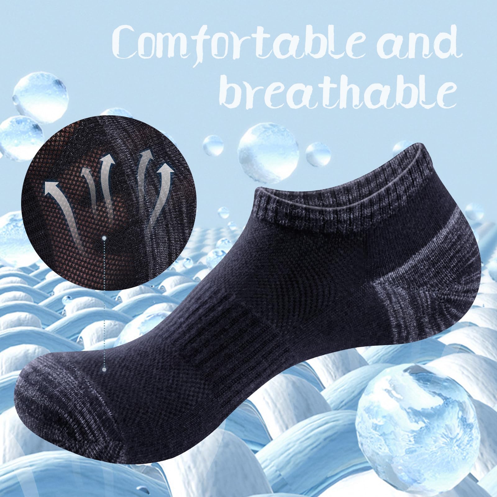 Breathable Anti-Odor Bamboo Ankle Socks for Men - Thin Everyday Casual Work & Athletic Low Cut Socks - Perfect for Running, Gym, Office & Daily Wear