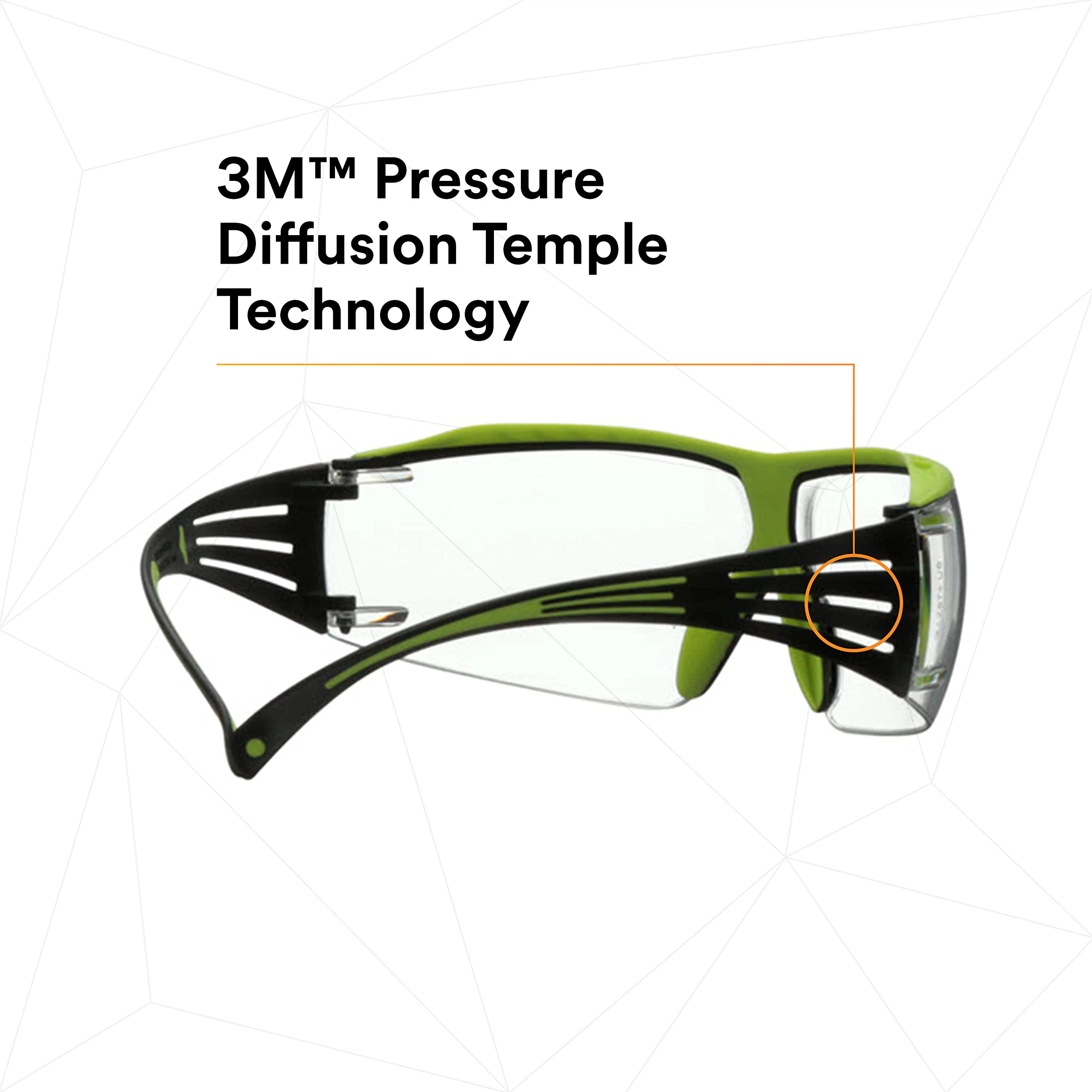 3M SecureFit 400X Safety Glasses - ANSI Z87.1 Certified, Anti-Fog & Scratch Resistant Clear Lenses, Lightweight Green/Black Frame with Brow Guard - Perfect for Construction, Woodworking, Lab Work and DIY Projects