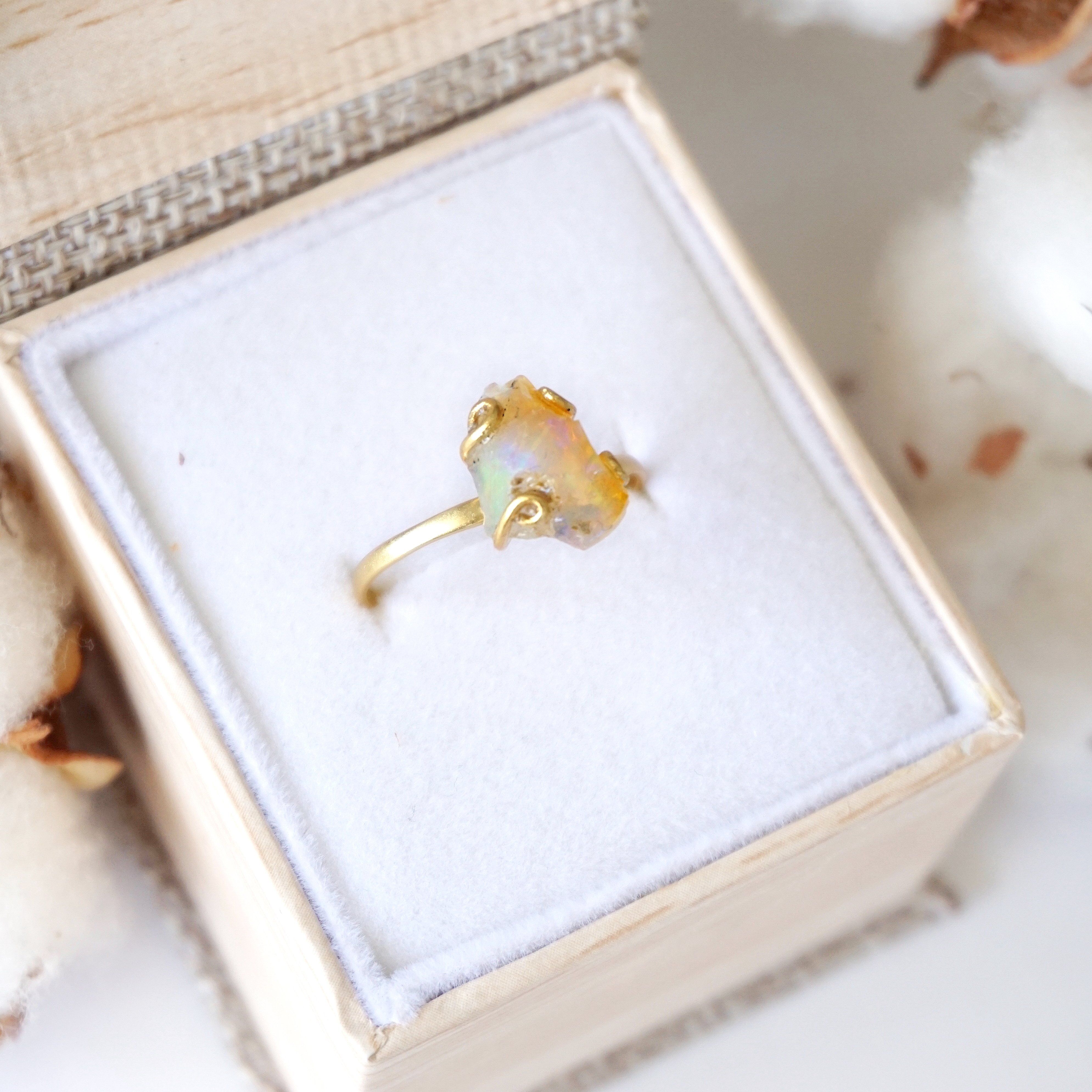 14K Gold Vermeil Fire Opal Adjustable Ring - Elegant Handmade Jewelry for Women, Perfect for Weddings, Parties & Everyday Wear