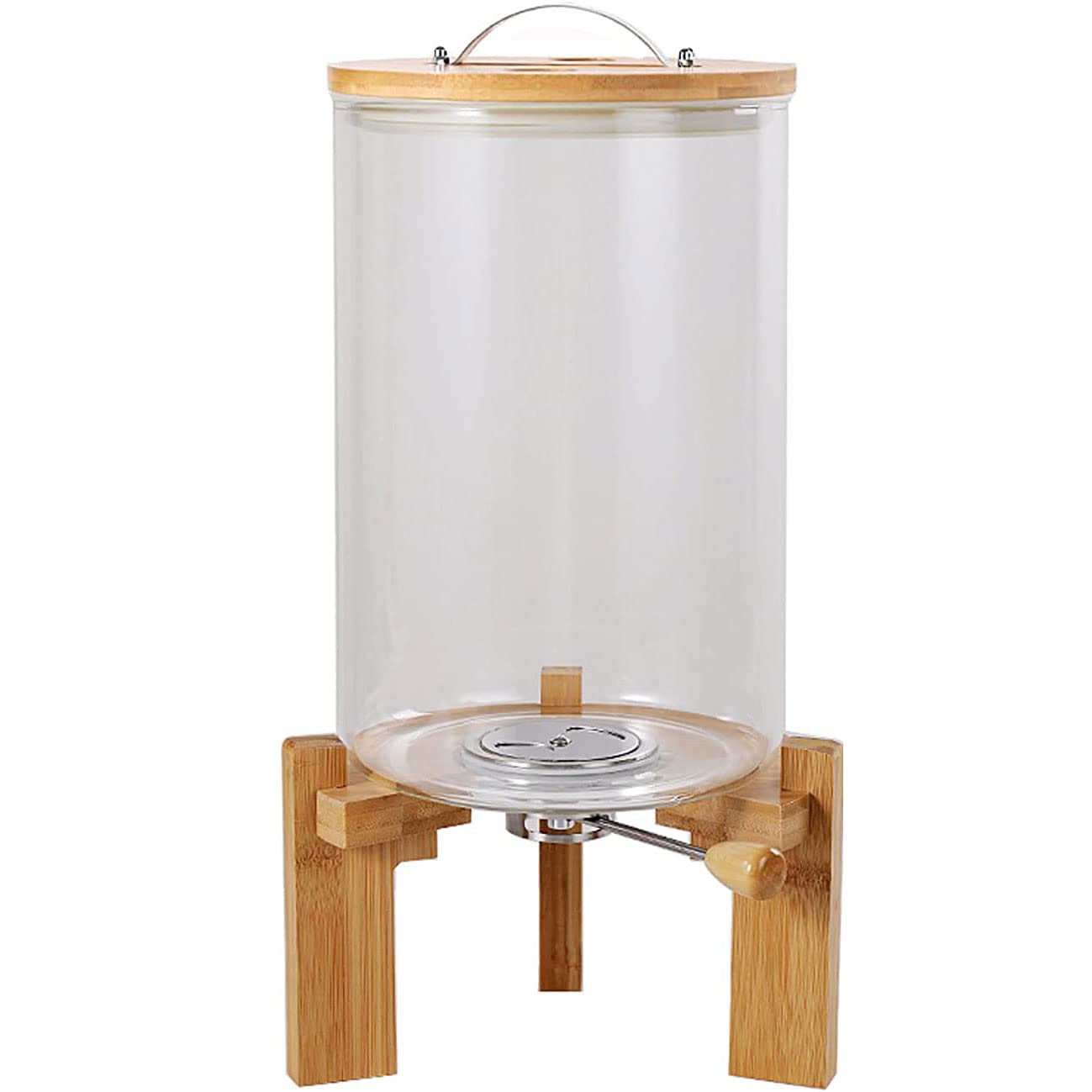 8L Glass Flour and Cereal Storage Container with Airtight Lid & Wooden Stand - Rice Dispenser for Kitchen Organization & Pantry Storage - Perfect for Baking, Cooking, and Bulk Food Storage