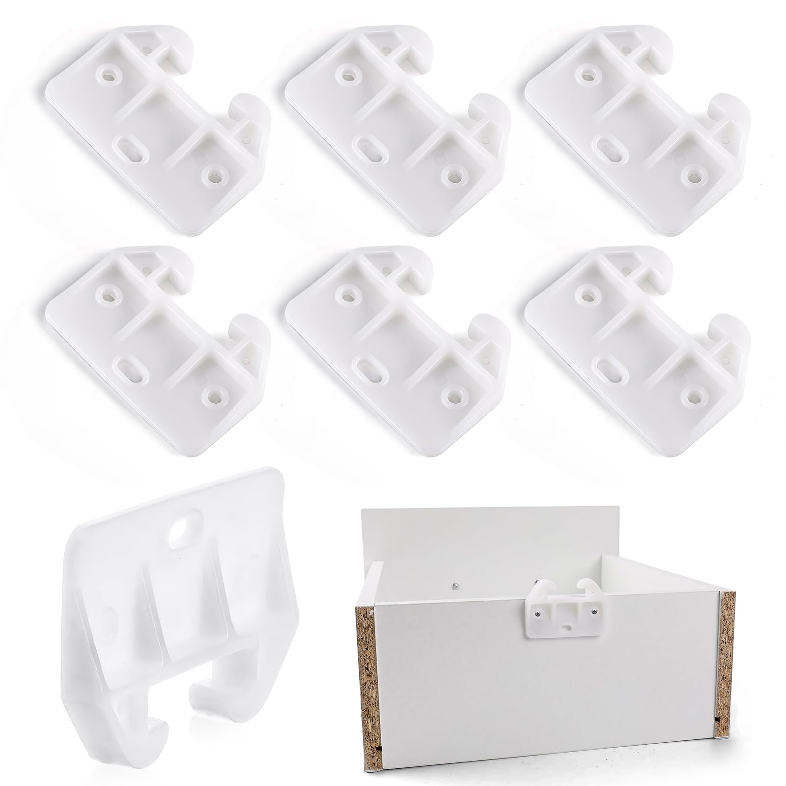 8-Piece White Plastic Drawer Slides - Heavy Duty Cabinet Drawer Guides for Dressers, Closets & Furniture Repair - Smooth Gliding Replacement Slides for Home Organization & DIY Projects
