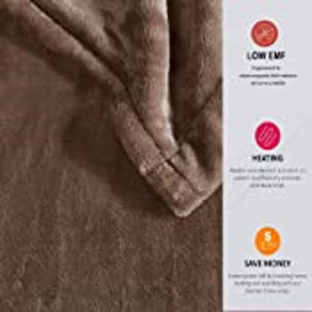 Beautyrest Electric Heated Blanket for Cold Weather - Fast Heating, Auto Shut Off, Zero EMF, 6 Heat Settings, UL Certified, Mink Queen Size (90