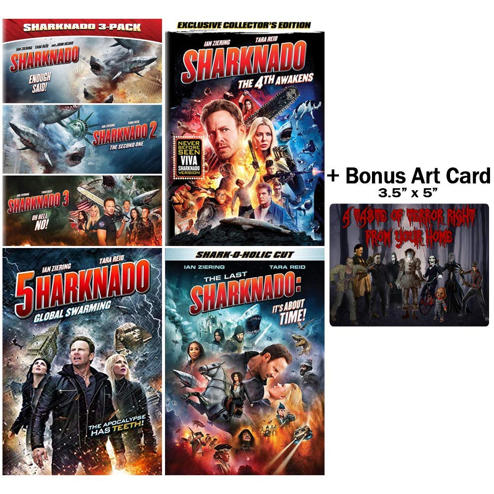 Sharknado: Complete 6-Movie Collection - Horror Comedy Film Series with Bonus Art Card - Perfect for Movie Nights & Shark Attack Fans