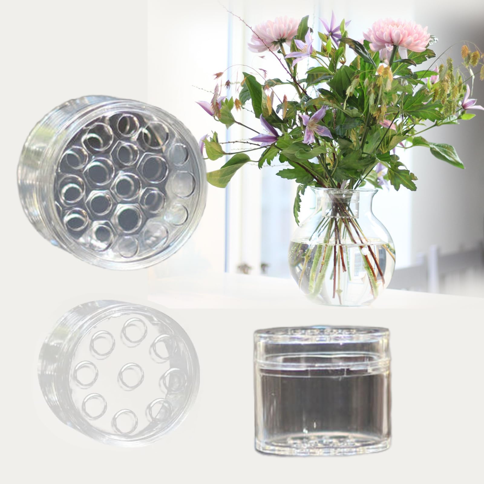 Spiral Ikebana Flower Stem Holder Ring - Clear DIY Bouquet Twister for Flower Arrangement - Perfect for Wedding Centerpieces, Home Decor, and Floral Design (Set of S+L)