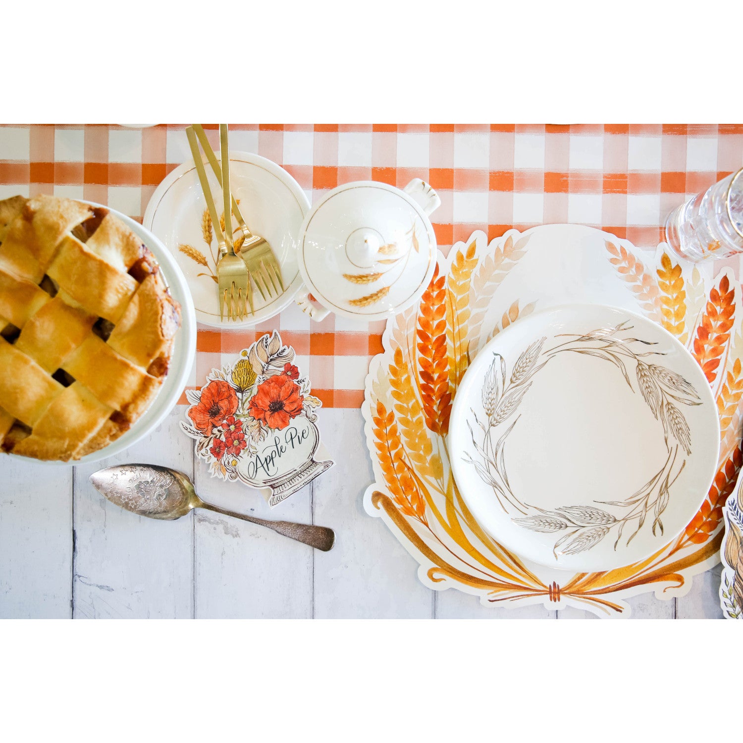 Golden Harvest Die-Cut Placemats - Elegant Table Setting for Thanksgiving, Fall Decor & Holiday Dining - Set of 6 Premium Quality Placemats for Seasonal Home Decor