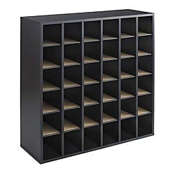 Safco 7766GR Black Wood Mail Sorter with 36 Compartments - Oversized Envelope Organizer with Durable Laminate Finish for Office, Home & Mailroom Organization