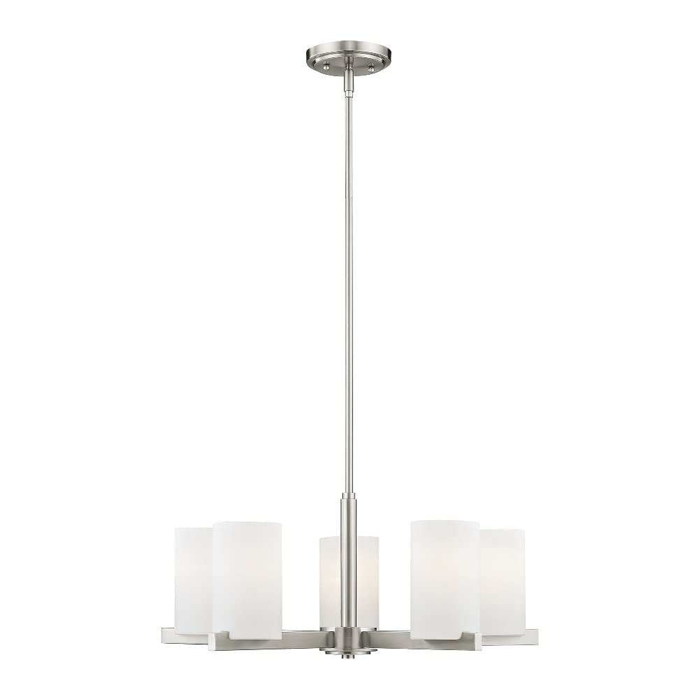 Livex Lighting 1325-91 Astoria 5-Light Chandelier in Brushed Nickel Finish - Elegant Ceiling Light Fixture for Dining Room, Living Room & Bedroom Decor