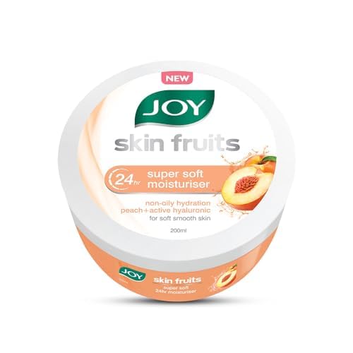 Joy Skin Fruits Super Soft Moisturizer with Peach & Hyaluronic Acid (200ml) - 24H Hydrating Face, Hands & Body Cream | Oil-Free, Non-Greasy Formula for Soft, Smooth Skin | Perfect for Dry Skin Care, Night Routine & Daily Hydration