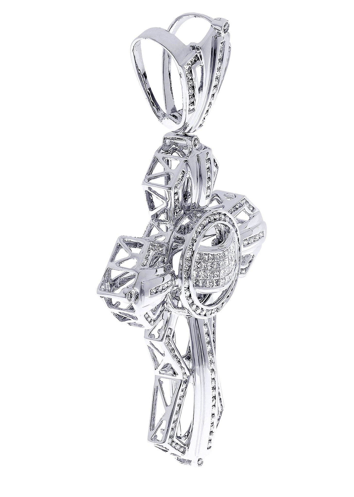 3.55 Carat Diamond Cross Pendant Necklace - 31.62 Grams Solid Gold Religious Jewelry for Women - Perfect for Baptism, First Communion & Special Occasions