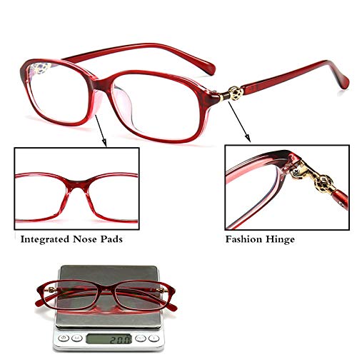 Blue Light Blocking Reading Glasses for Women - Anti-Glare Computer Glasses, Fashion Rectangular Readers (2 Pairs) - Perfect for Office Work, Screen Time & Reading