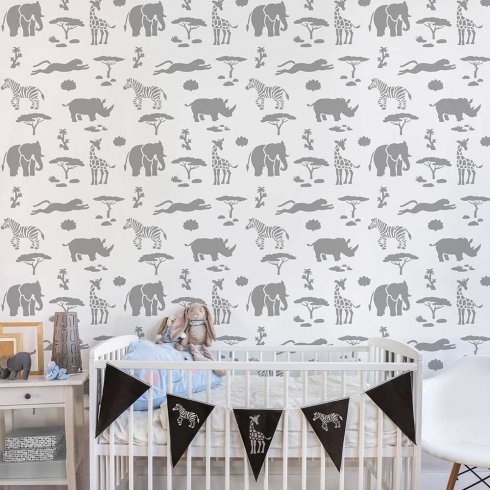 African Safari Animal Stencil Set - Reusable DIY Wall Art for Nursery, Kids Room & Home Decor - Easy to Use Painting Templates for Creative Projects - by Cutting Edge Stencils | Perfect for Jungle-Themed Parties, Baby Showers & Classroom Activities