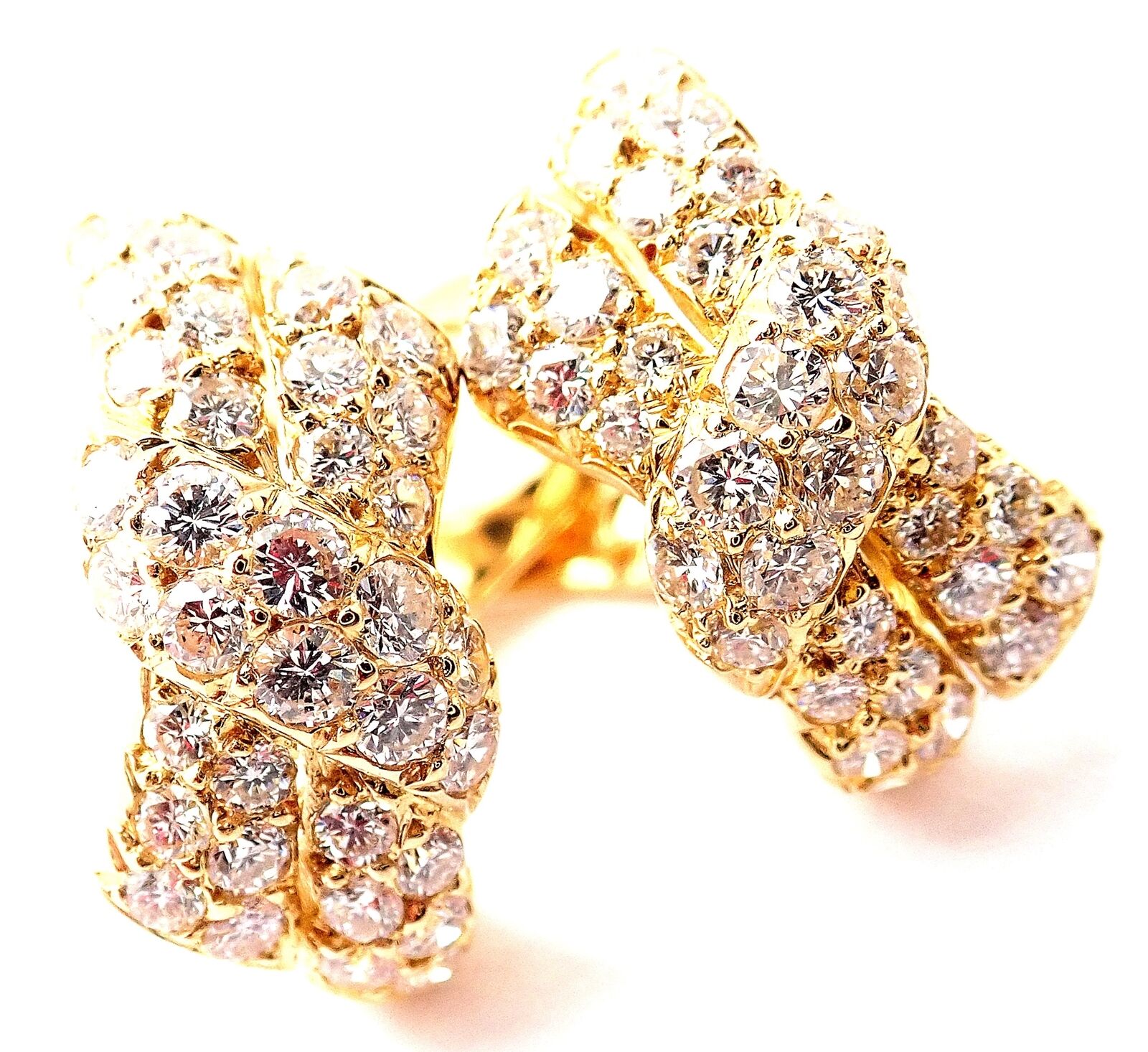 Authentic Van Cleef & Arpels 18k Yellow Gold Diamond Bow Earrings - Luxury Jewelry for Women - Perfect for Weddings, Parties & Special Occasions
