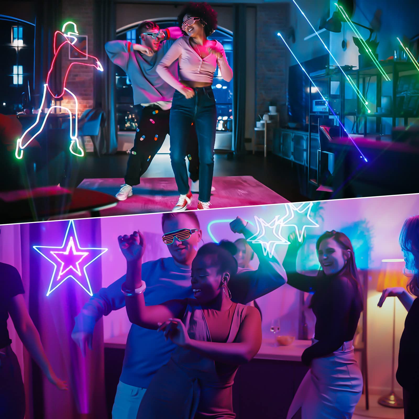 U`King RGB Stage Lighting with DMX512 & Sound Activation - 3D Laser Beam Animation Lights for Nightclub, Wedding, Live Shows, Church & Events | Perfect for DJ Parties, Concerts, and Home Disco