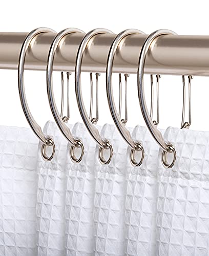 Utopia Alley Rust-Proof Shower Curtain Hooks - 12 Pack Brushed Nickel Bathroom Accessories for Shower Curtains & Liners - Durable & Stylish for Home, Apartment, Hotel Use