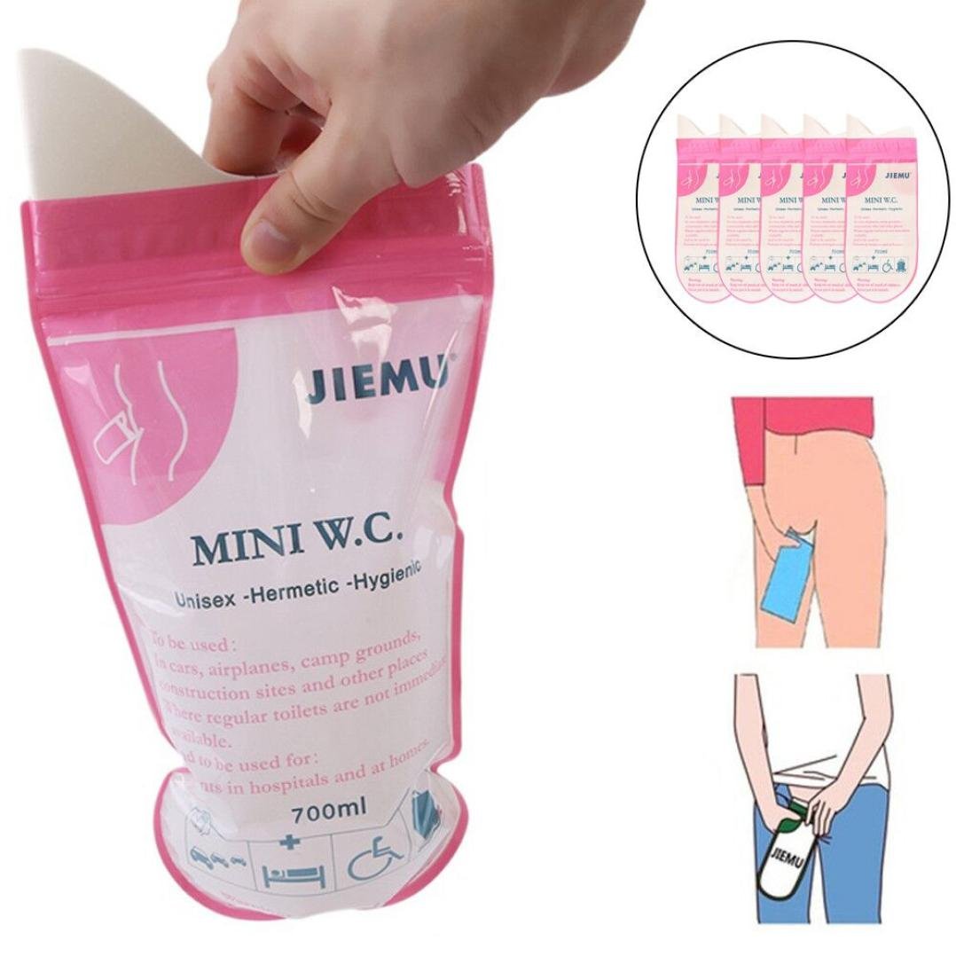 700ml Unisex Emergency Urine Bags - Portable Travel Pee Bags (5 Pack) for Camping, Hiking & Road Trips - Disposable Toilet Solution by IKevan