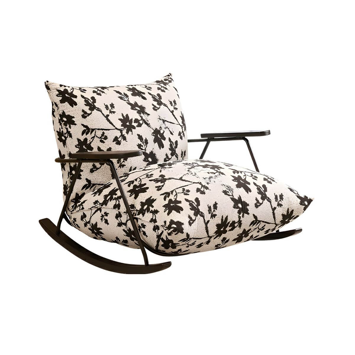 Modern Indoor Rocking Chair with Comfortable Pillow Back, Sturdy Track Arms & Black Legs - Perfect for Living Room, Nursery & Relaxation Spaces