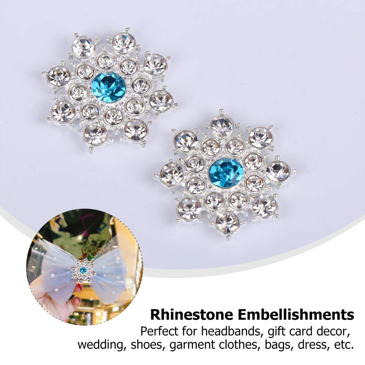 EXCEART 30pcs Crystal Snowflake Rhinestone Embellishments - Flat Back Rhinestone Appliques for DIY Crafts, Brooches, Hair Accessories & Scrapbooking - Perfect for Holiday Decorations, Wedding Favors & Gift Wrapping