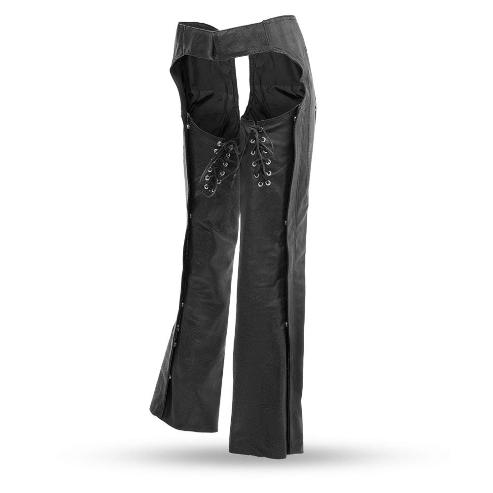First Mfg Co - Women's Motorcycle Leather Chaps for Biker Riding - Perfect for Harley Davidson & Cruiser Motorcycles - Durable & Stylish for Long Rides & Outdoor Adventures