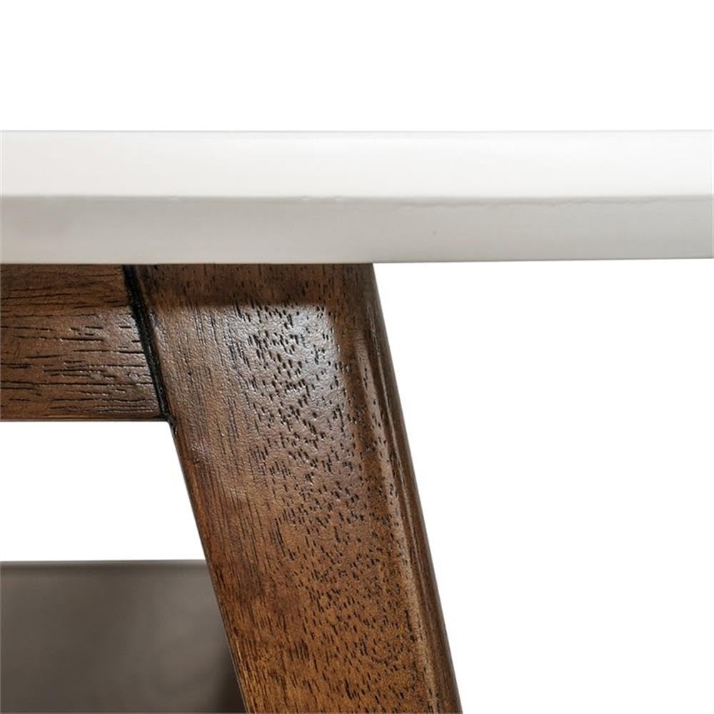 Mid-Century Solid Wood Coffee Table - Off White/Pecan for Living Room