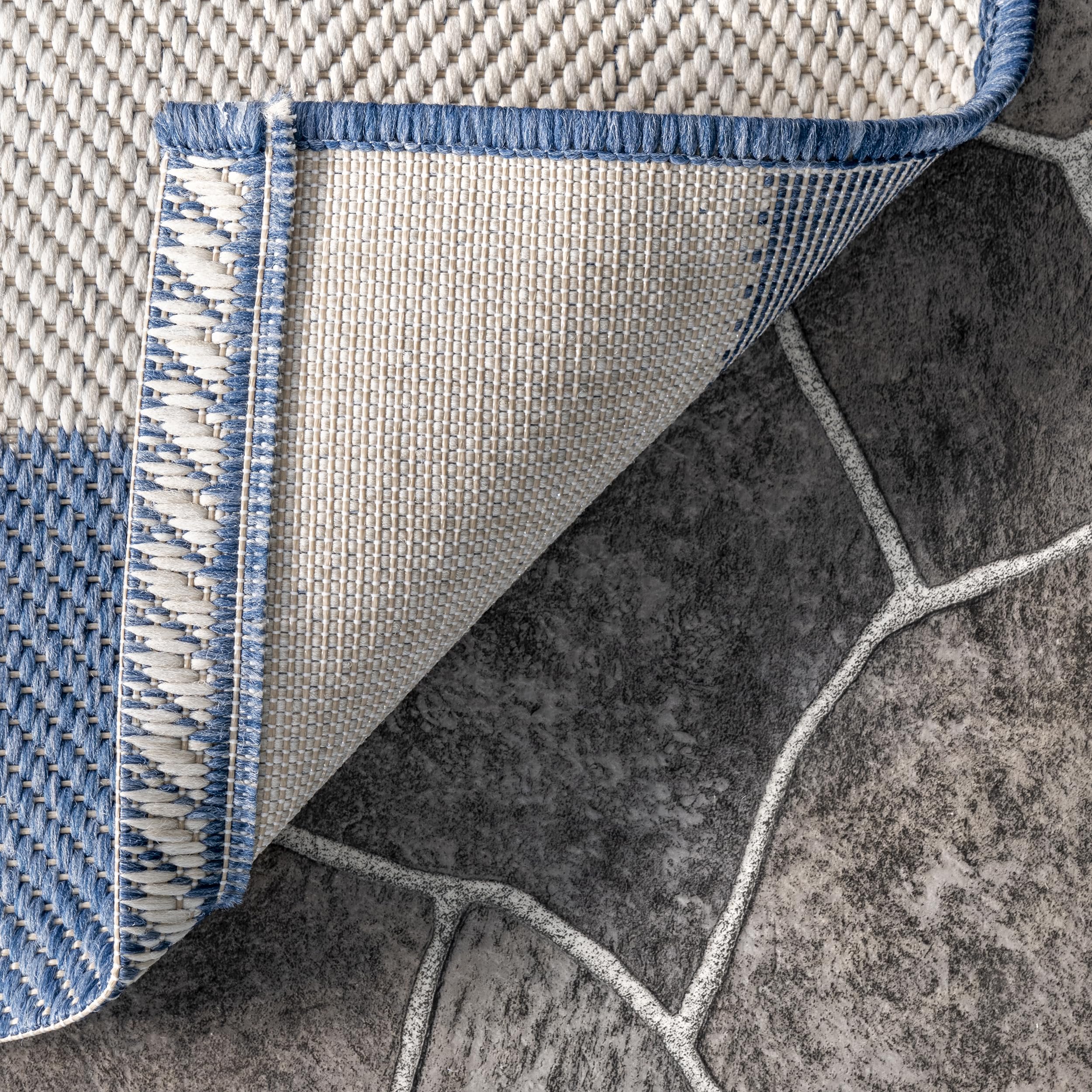 nuLOOM 8' x 11' Outdoor Performance Area Rug - OEKO-TEX Certified, Weather & Fade Resistant, High Traffic Rug for Patio, Balcony, Deck & Backyard - Durable Alexis Blue Design for Outdoor Entertaining & Relaxation