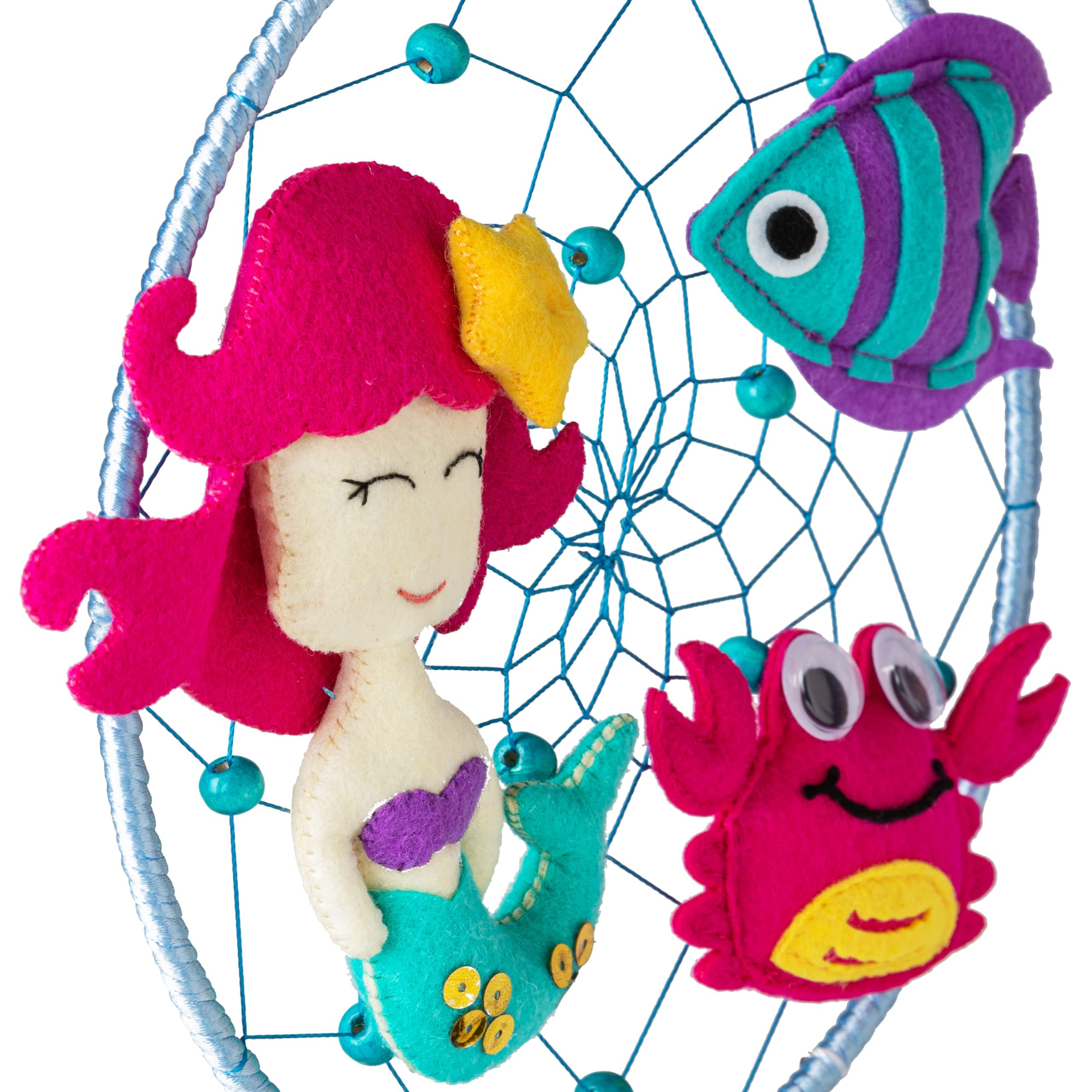 Handmade Dinosaur and Mermaid Dream Catcher Set for Kids - Nursery Room Decor for Boys & Girls - Perfect for Bedroom, Birthday Gifts and Themed Parties