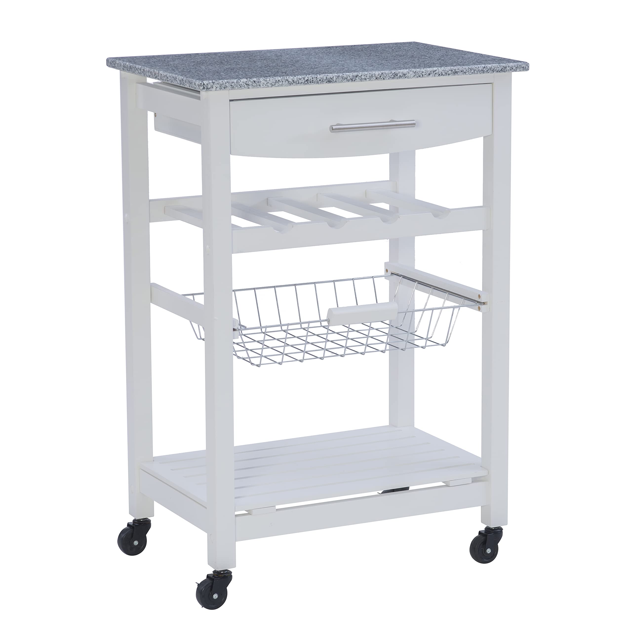Linon White Kitchen Island Cart with Storage Shelf - 22.88 x 15.75 x 33.88 Inches - Mobile Workstation for Small Kitchens, Breakfast Bars & Food Prep Areas