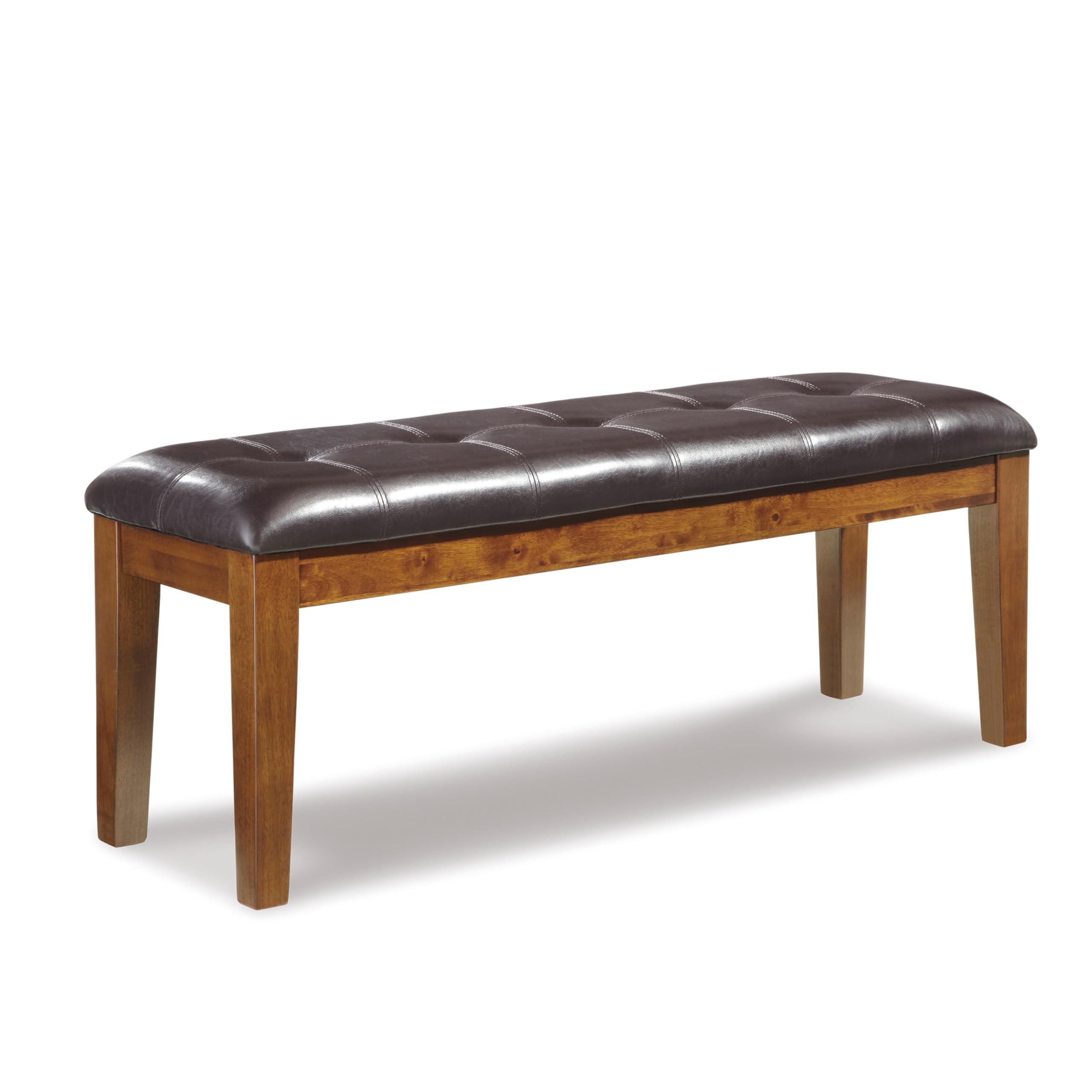 Signature Design by Ashley Ralene Tufted Upholstered Dining Room Bench in Medium Brown - Stylish Seating for Kitchen, Entryway & Bedroom