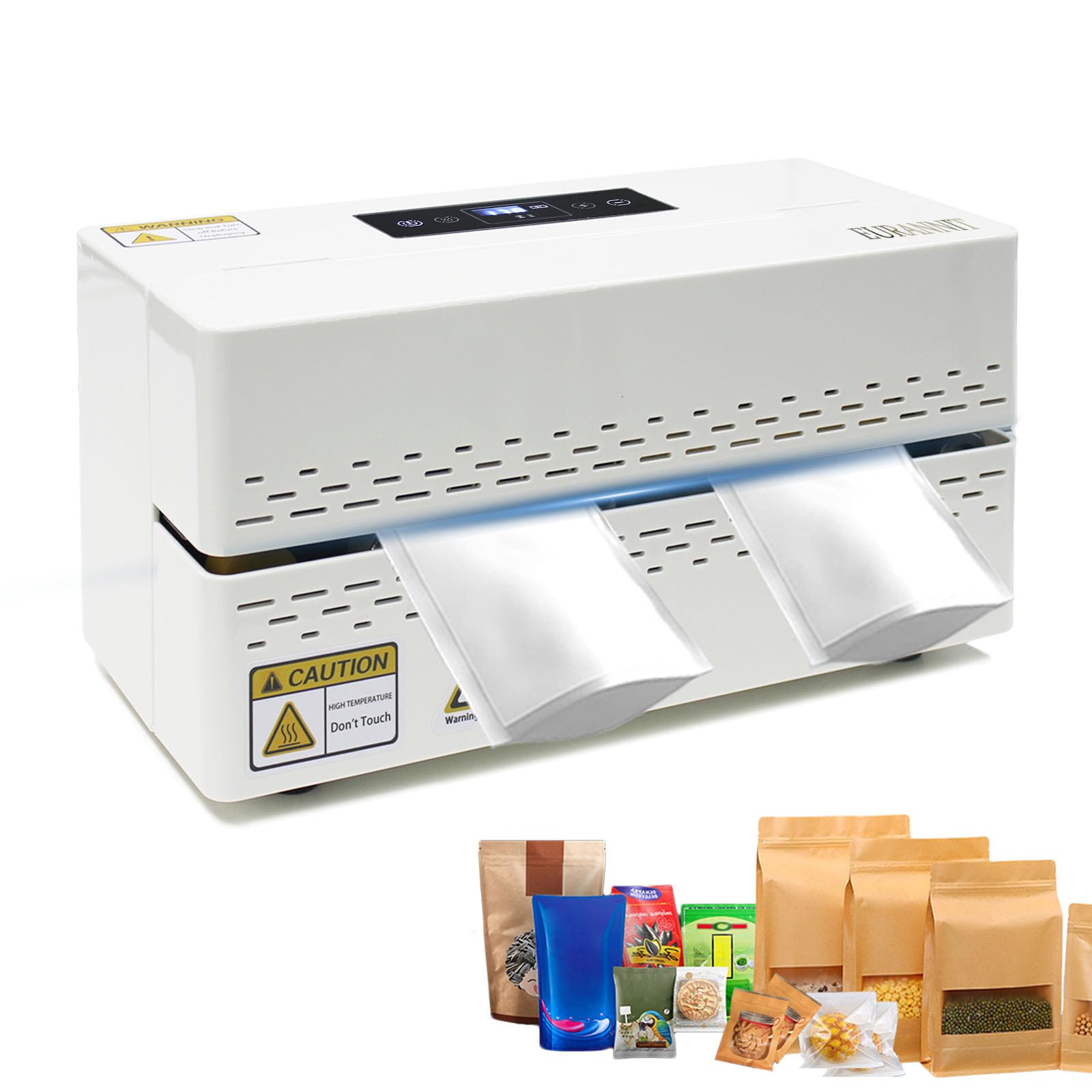 Automatic Heat Sealer Machine with Digital Temperature Control - Continuous Band Sealer for Packaging Bags - Horizontal Desktop Bag Sealer (White) - Ideal for Food, Medical & Retail Packaging