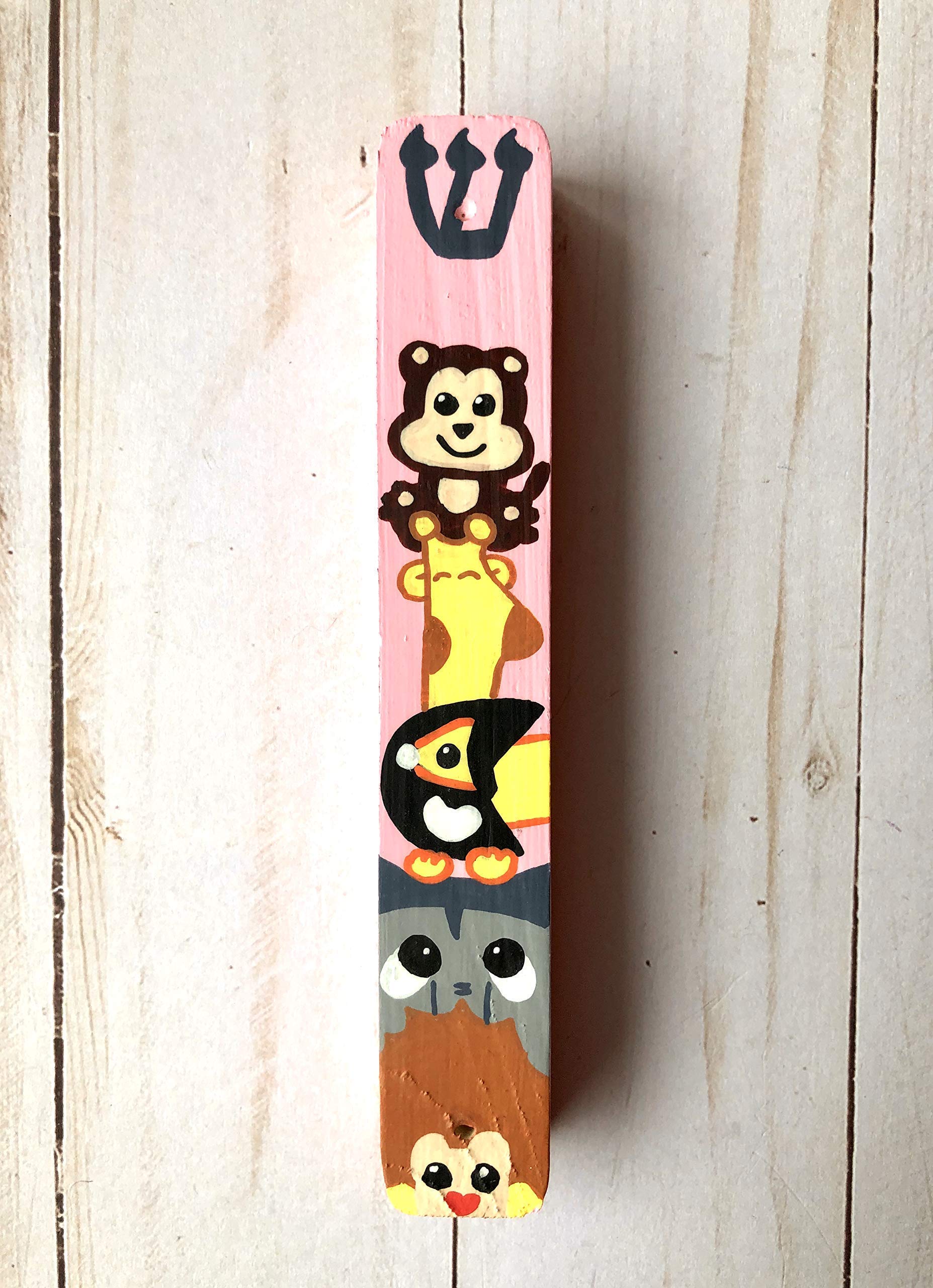Jewish Baby Gift Set - Hamsa & Mezuzah with Kosher Scroll, Zoo Animal Design for Girls - Perfect for Naming Ceremonies, Brit Milah & Newborn Blessings