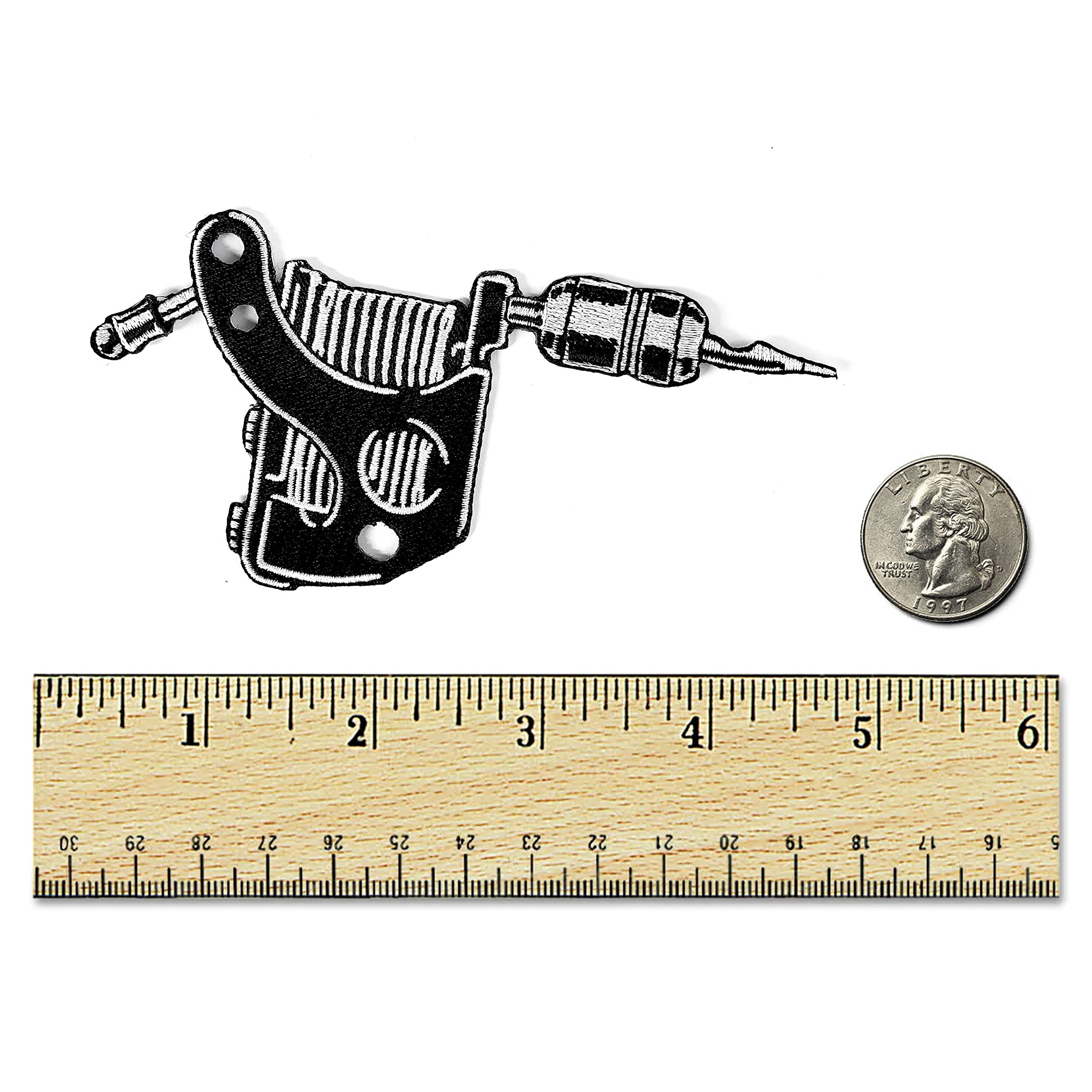 Tattoo Machine Iron On & Sew On Embroidered Patch - DIY Customization for Jackets, Bags, Hats & Denim