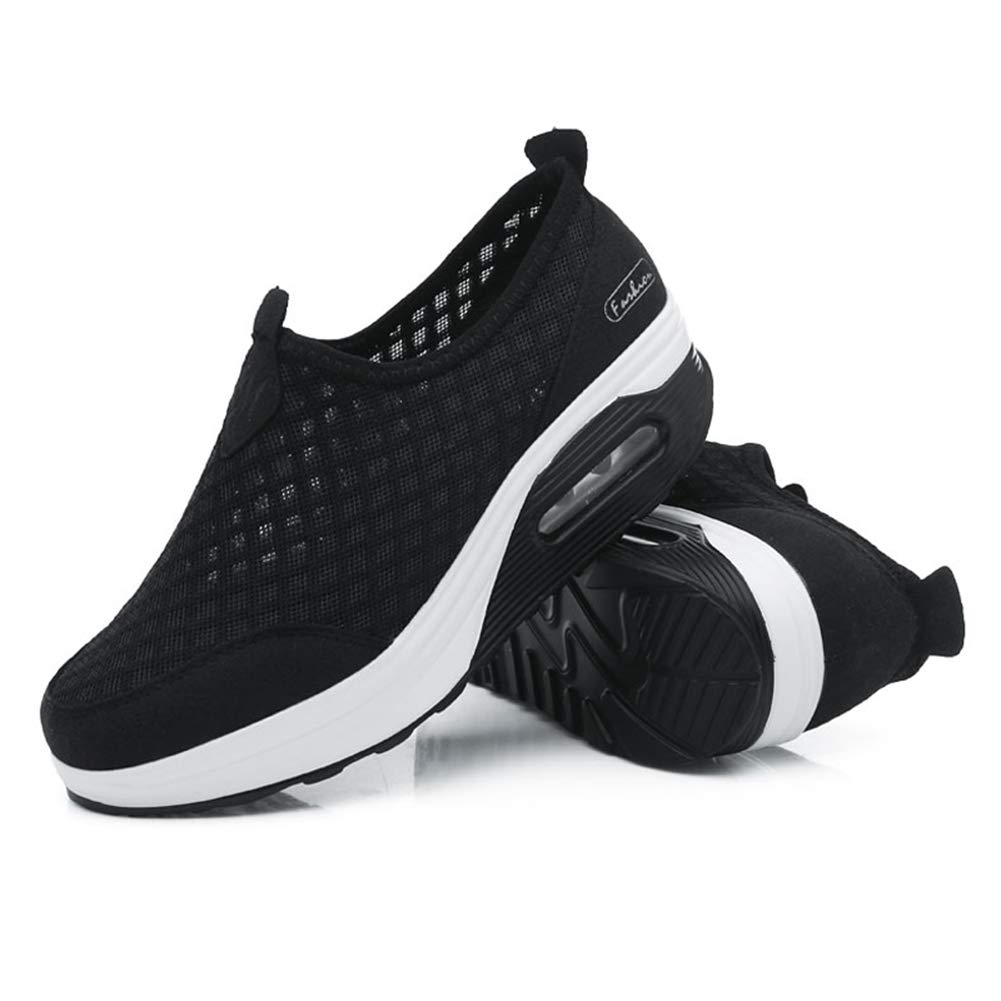 L LOUBIT Women's Slip-On Walking Shoes - Breathable Mesh Athletic Sneakers with Platform Wedge for Tennis, Running & Casual Wear