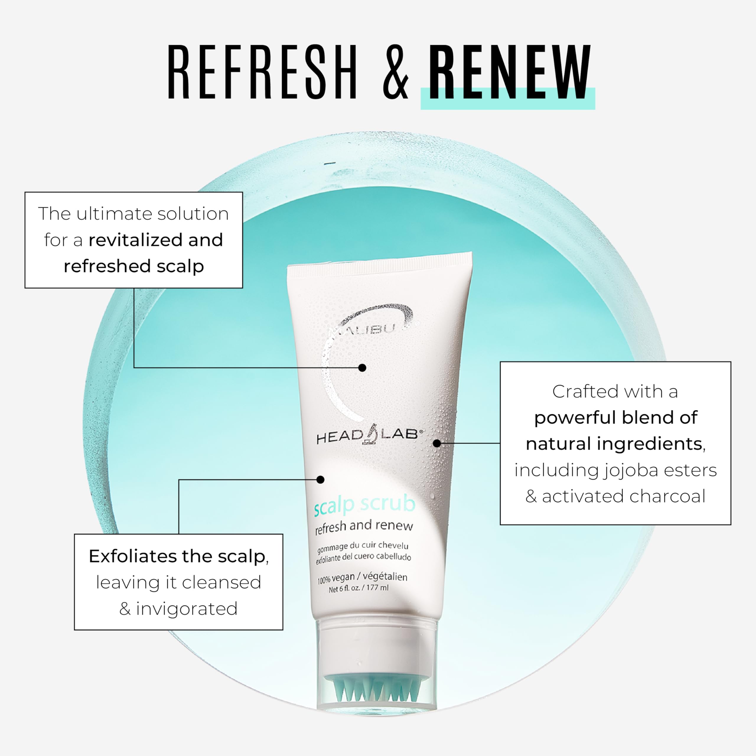 Malibu C Head Lab Scalp Scrub (6 oz) & Scalp Wellness Shampoo & Conditioner Set (33.8 oz) - Activated Charcoal Scalp Exfoliator & Nourishing Hair Care for Dry, Itchy Scalp | Gentle Cleansing & Restorative Treatment for Healthy Hair Growth | Perfect for Daily Use & Sensitive Scalp Care