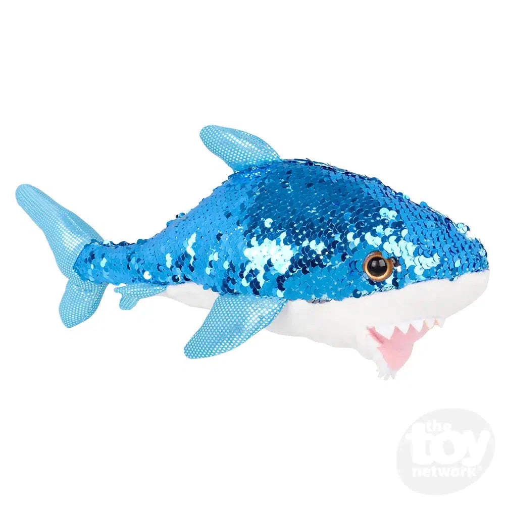 10 Sequin Great White Shark Plush Toy - Soft & Cuddly Stuffed Animal for Kids, Perfect for Birthday Gifts, Room Decor & Ocean-Themed Parties
