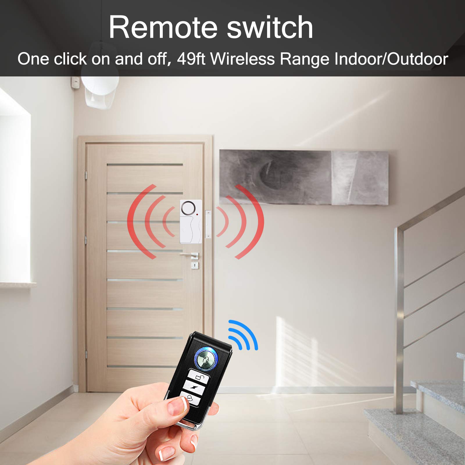 NineLeaf Wireless Door Alarm with Remote - Anti-Theft Window & Contact Sensor Alarm for Home Security - Pool Door Alarm, Entry Chime & Apartment Alarm - Fridge Door Open Alert for Child Safety (1 Pack) - Ideal for Homes, Offices, Pools & Baby Proofing