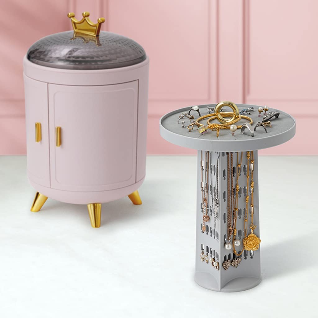 Rotating Jewelry Organizer Box - Large Jewelry Storage Case with Display for Necklaces, Rings, Earrings & Bracelets | Perfect for Travel, Home Vanity & Gift Giving (Color: A)