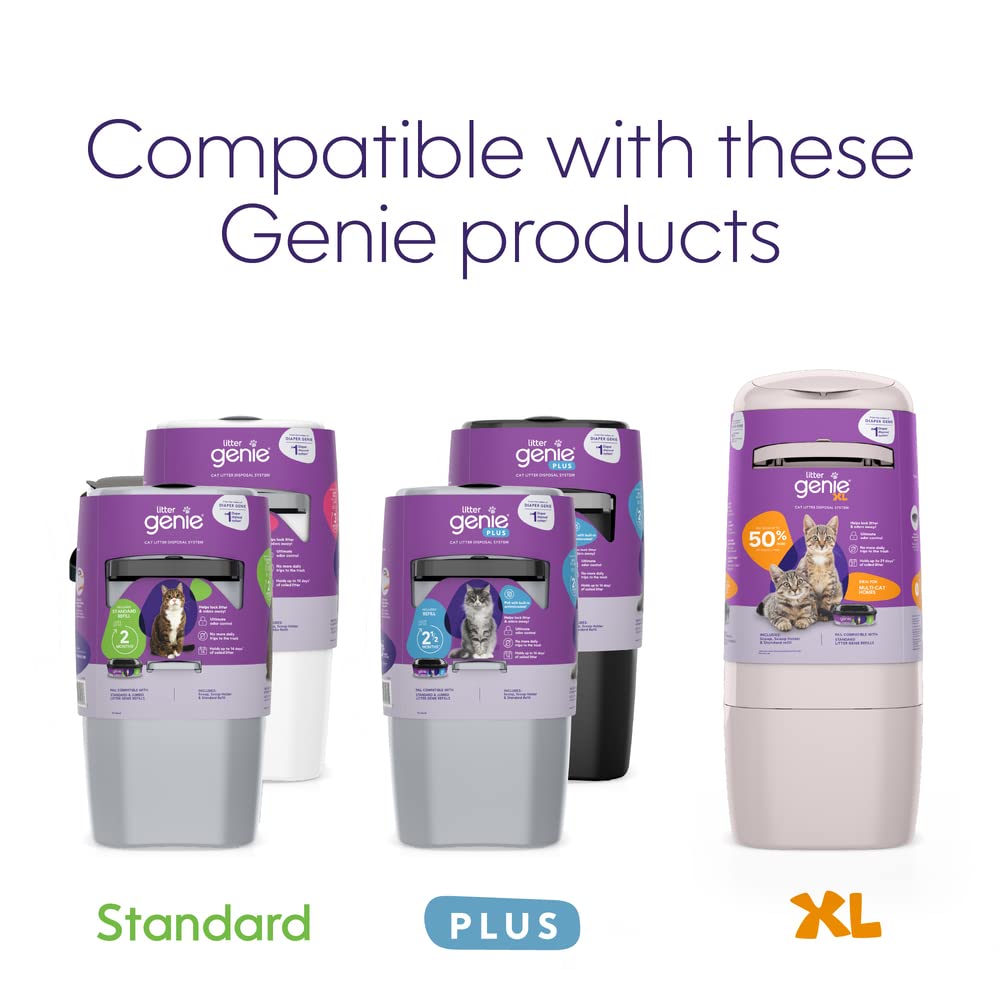 Litter Genie Refill Bags 12-Pack | Odor Control Cat Litter Disposal Bags with Multi-Layer Barrier Technology | 1 Cartridge Lasts 2 Months Per Cat | Perfect for Small Spaces & Multi-Cat Households