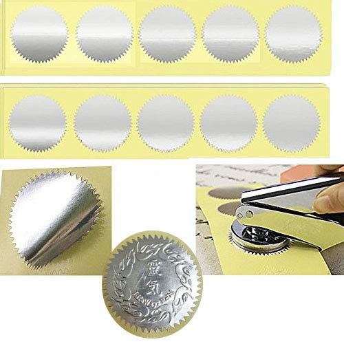 100 Pack Silver Embossed Stickers - Metallic Scallop Edge Self-Adhesive Labels for Certificates, Invitations & Wax Seals | Premium Blank Embosser Stickers for DIY Crafts, Wedding Stationery & Official Documents (Silver)
