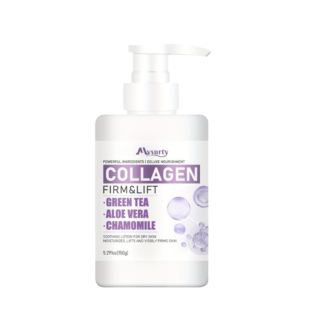 Collagen Body Lotion with Aloe Vera, Green Tea & Chamomile - Hydrating & Repairing Moisturizer for Dry Skin on Face & Body - 150ml | Perfect for Daily Skincare Routine & Post-Sun Care