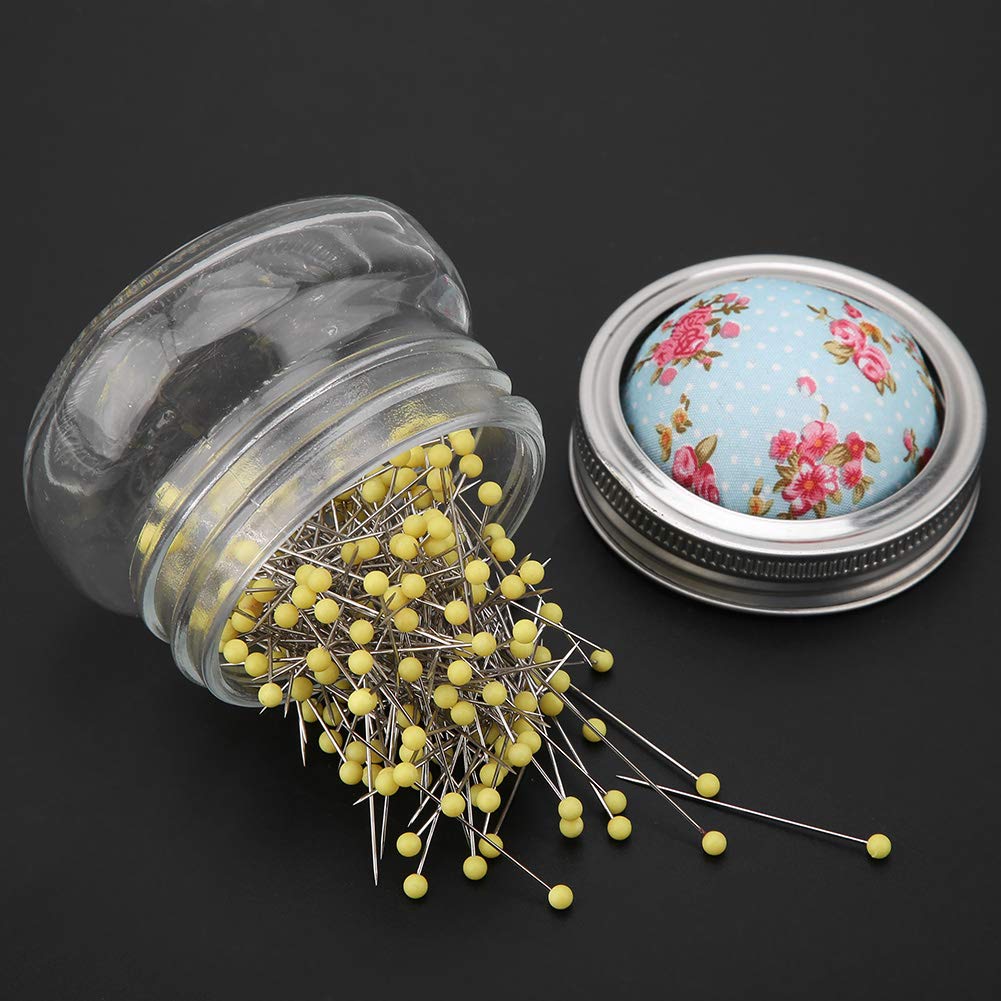 Haosie 200PCS Sewing Pins with Glass Bottle & Pin Cushion - Ball Head Straight Quilting Pins Kit for Sewing, Crafting & DIY Projects | Perfect for Dressmaking, Fabric Arts & Home Sewing Needs