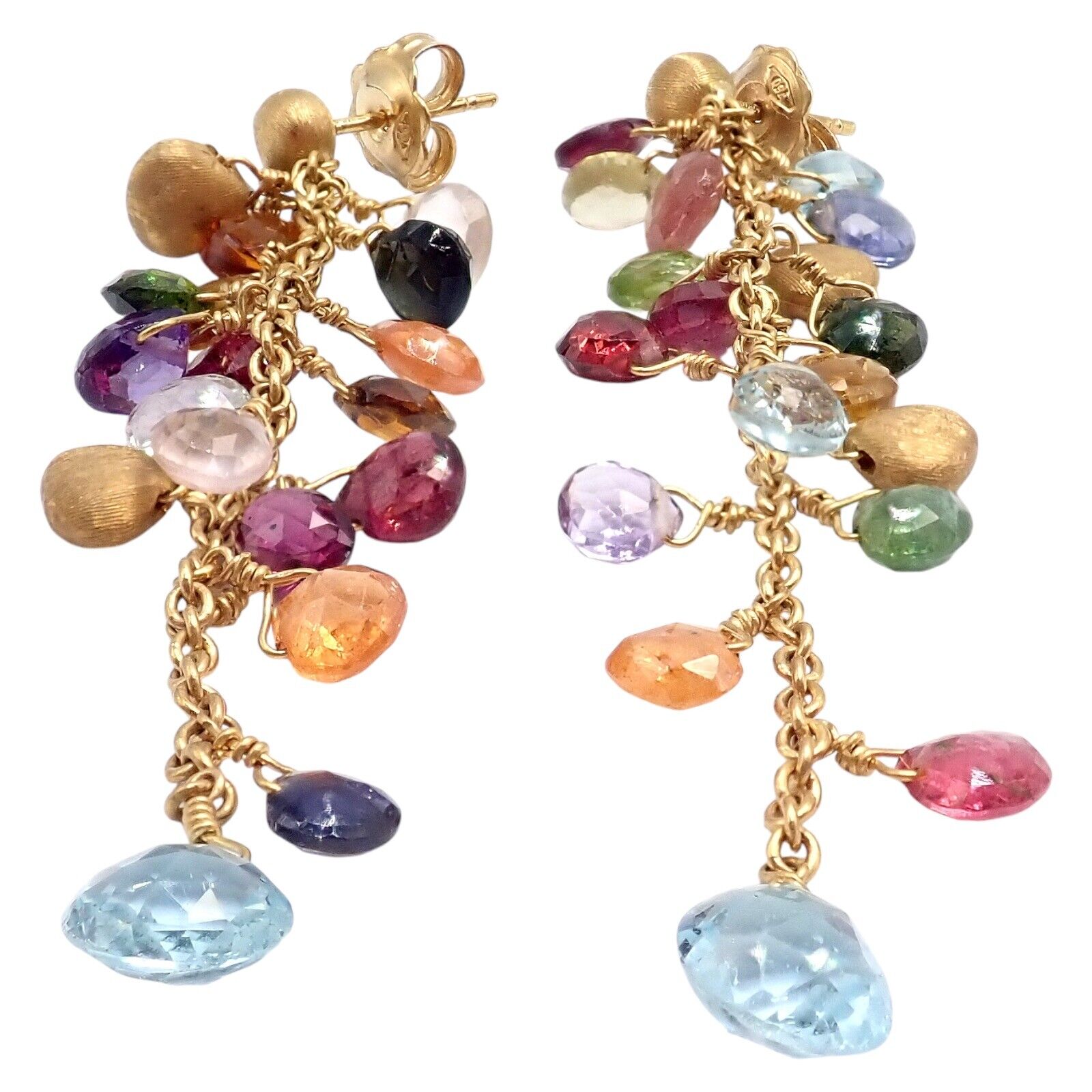 Authentic Marco Bicego 18k Yellow Gold Paradise Multicolor Gemstone Earrings - Luxury Jewelry for Women, Perfect for Weddings, Parties & Special Occasions