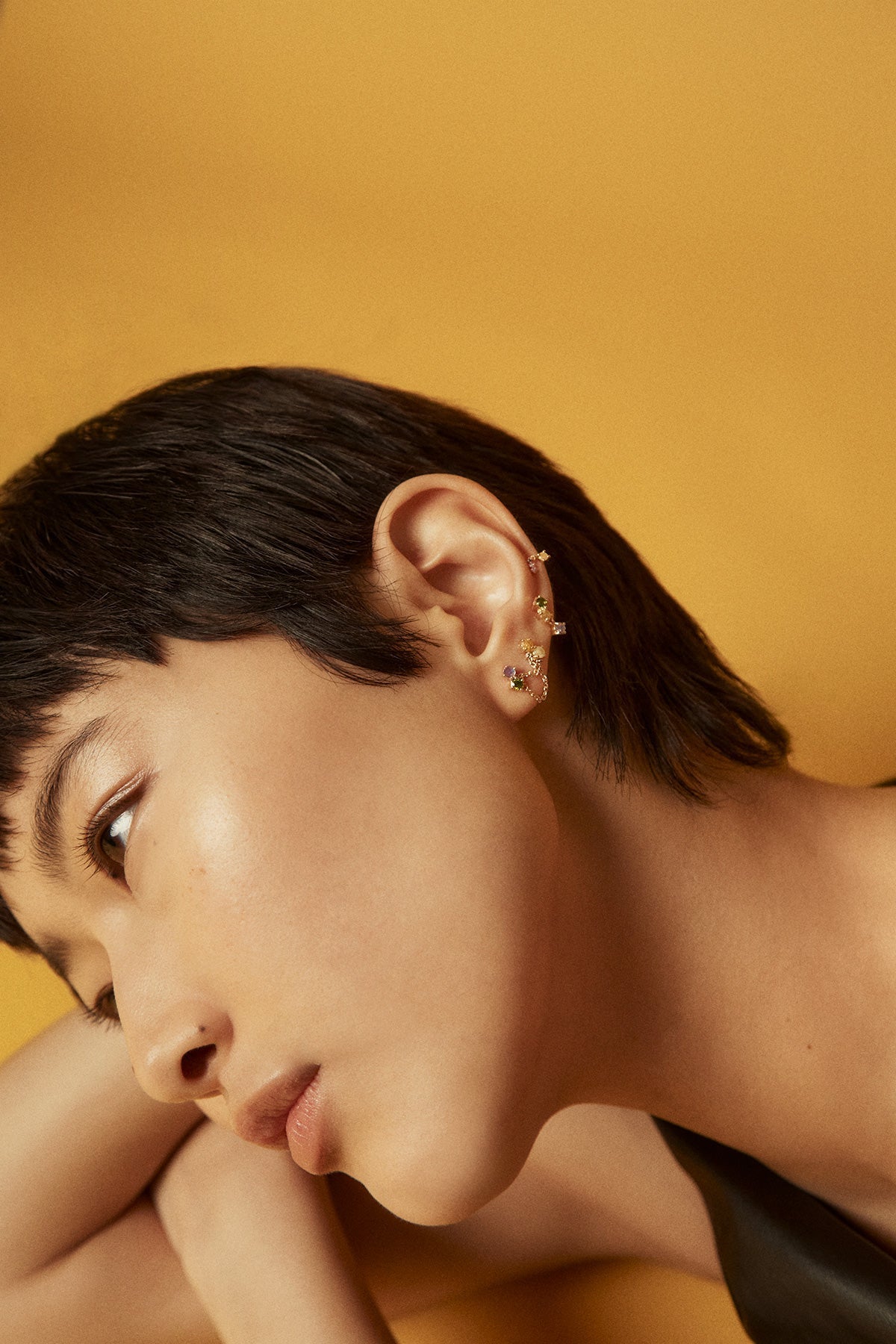 GRID Naomi Gold Piercing - 14K Gold Plated Earrings for Women, Minimalist Cartilage Hoop Earrings for Helix, Tragus, Conch - Perfect for Everyday Wear & Special Occasions